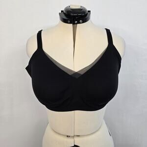 Honeylove Crossover Bra Women's 3X 44DD 44DDD Removable Pads Wireless Black NWT